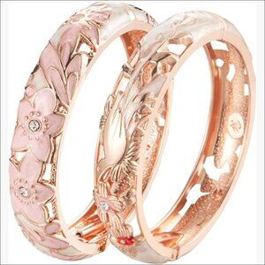 Alloy Enamel Bangle Bracelet with Spring Hinged Clasp, Gift Box